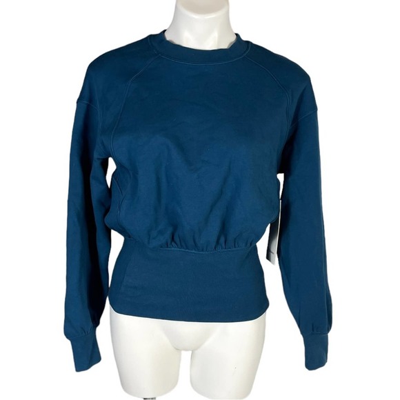 lululemon athletica Tops - Lululemon Hugged Waist Cotton Pullover Sweatshirt Size 2 Blue Borealis New